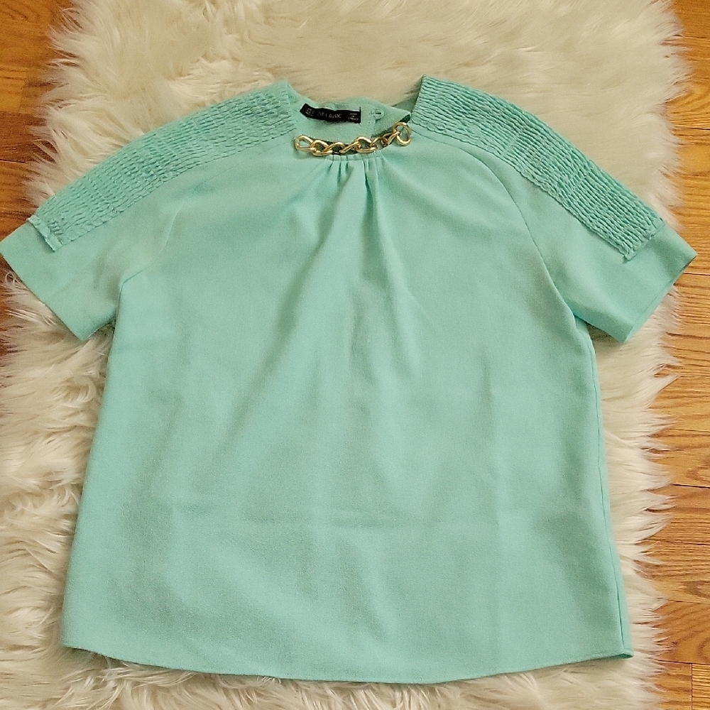 Mint Green Women's Top with Chain Detail